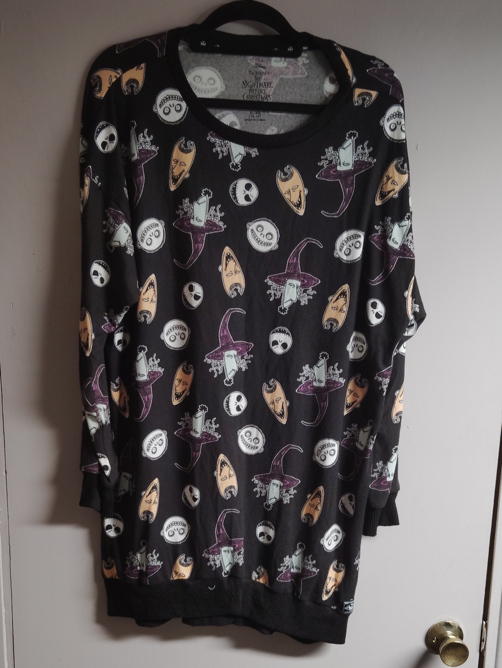 Nightmare-Themed Black Womens Long Sleeve Top